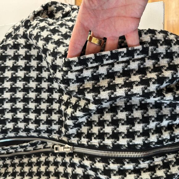Philip Ayler White Black French Tweed Houndstooth Black Trim Zip Bomber Jacket - Picture 9 of 10